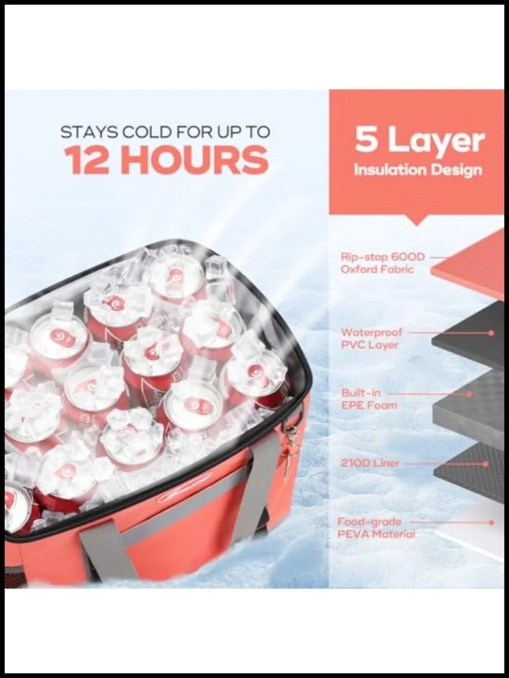 35 Can Soft Cooler Bag Flip-Top Insulated Leak Proof Camping Picnic Outdoor